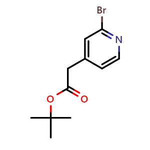 Chemical structure of tert-Butyl 2-(2-bromopyridin-4-yl)acetat , CAS 1104643-32-4, AChemBlock Y232867