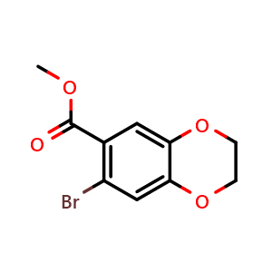 Chemical structure of Methyl 7-bromo-2,3-dihydrobenzo[b][1,4]dioxine-6-carboxylate , CAS 1119833-02-1, AChemBlock Y232868