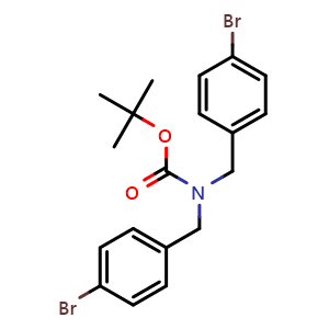 Chemical structure of tert-Butyl bis(4-bromobenzyl)carbamate , CAS 1148115-38-1, AChemBlock Y232871