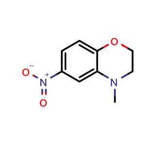 Chemical structure of 4-Methyl-6-nitro-3,4-dihydro-2H-benzo[b][1,4]oxazine , CAS 120711-82-2, AChemBlock Y232893