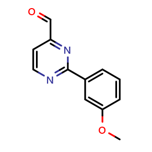 Chemical structure of 2-(3-Methoxyphenyl)pyrimidine-4-carbaldehyde , CAS 1216495-39-4, AChemBlock Y232898