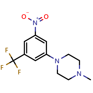 Chemical structure of 1-Methyl-4-(3-nitro-5-(trifluoromethyl)phenyl)piperazine , CAS 1239985-87-5, AChemBlock Y232909