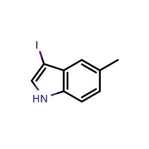 Chemical structure of 3-Iodo-5-methyl-1H-indole , CAS 1245646-77-8, AChemBlock Y232913