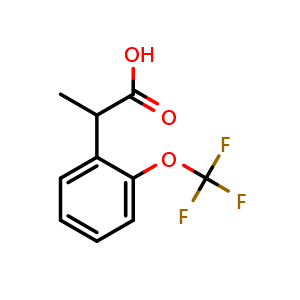 Chemical structure of 2-(2-(Trifluoromethoxy)phenyl)propanoic acid , CAS 1247172-40-2, AChemBlock Y232914