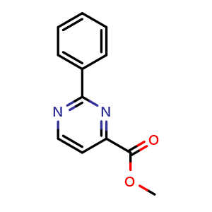 Chemical structure of Methyl 2-phenylpyrimidine-4-carboxylate , CAS 1261769-74-7, AChemBlock Y232924