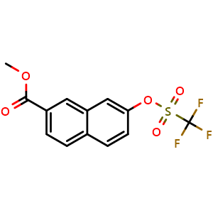 Chemical structure of Methyl 7-(((trifluoromethyl)sulfonyl)oxy)-2-naphthoate , CAS 126613-12-5, AChemBlock Y232928
