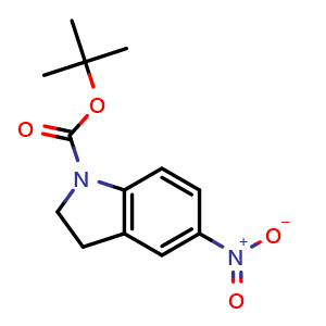 Chemical structure of tert-Butyl 5-nitroindoline-1-carboxylate , CAS 129488-25-1, AChemBlock Y232933