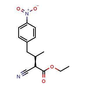 Chemical structure of Ethyl 2-cyano-3-methyl-4-(4-nitrophenyl)but-2-enoate , CAS 1313714-59-8, AChemBlock Y232939
