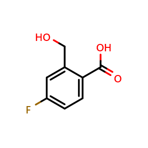 Chemical structure of 4-Fluoro-2-(hydroxymethyl)benzoic acid , CAS 1354960-91-0, AChemBlock Y232953