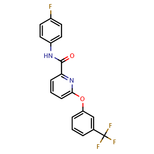 Chemical structure of N-(4-fluorophenyl)-6-(3-(trifluoromethyl)phenoxy)picolinamide , CAS 137641-05-5, AChemBlock Y232958