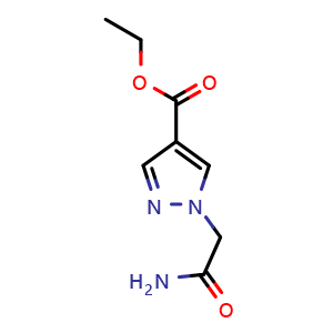 Chemical structure of Ethyl 1-(2-amino-2-oxoethyl)-1H-pyrazole-4-carboxylate , CAS 1379240-65-9, AChemBlock Y232960
