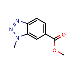 Chemical structure of Methyl 1-methyl-1H-benzo[d][1,2,3]triazole-6-carboxylate , CAS 147137-38-0, AChemBlock Y232983