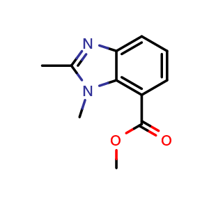 Chemical structure of Methyl 1,2-dimethyl-1H-benzo[d]imidazole-7-carboxylate , CAS 1511051-19-6, AChemBlock Y232989