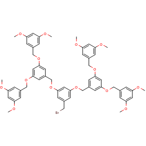 Chemical structure of 3,5-Bis[3,5-bis(3,5-dimethoxybenzyloxy)benzyloxy]benzyl Bromide , CAS 152811-37-5, AChemBlock Y232992