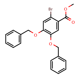 Chemical structure of Methyl 2-bromo-4,5-bis(phenylmethoxy)benzoate , CAS 1649447-10-8, AChemBlock Y233006