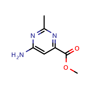 Chemical structure of Methyl 6-amino-2-methylpyrimidine-4-carboxylate , CAS 1781890-14-9, AChemBlock Y233027