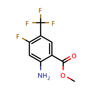 Chemical structure of Methyl 2-amino-4-fluoro-5-(trifluoromethyl)benzoate , CAS 1804875-04-4, AChemBlock Y233037