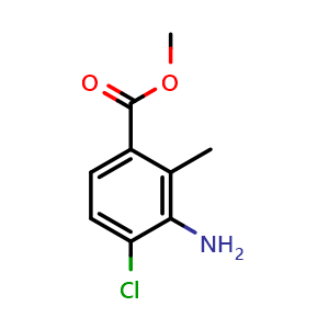 Chemical structure of Methyl 3-amino-4-chloro-2-methylbenzoate , CAS 190367-58-9, AChemBlock Y233065