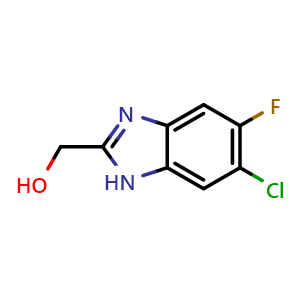 Chemical structure of (6-Chloro-5-fluoro-1H-benzo[d]imidazol-2-yl)methanol , CAS 1934542-30-9, AChemBlock Y233072