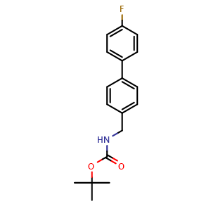 Chemical structure of tert-Butyl ((4'-fluoro-[1,1'-biphenyl]-4-yl)methyl)carbamate , CAS 2089126-12-3, AChemBlock Y233088