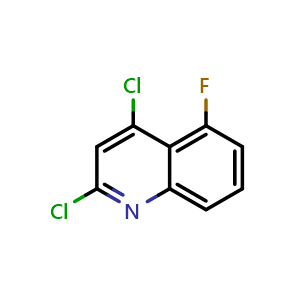 Chemical structure of 2,4-Dichloro-5-fluoroquinoline , CAS 2092047-08-8, AChemBlock Y233091