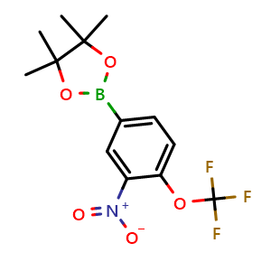 Chemical structure of 4,4,5,5-Tetramethyl-2-(3-nitro-4-(trifluoromethoxy)phenyl)-1,3,2-dioxaborolane , CAS 2096336-45-5, AChemBlock Y233094