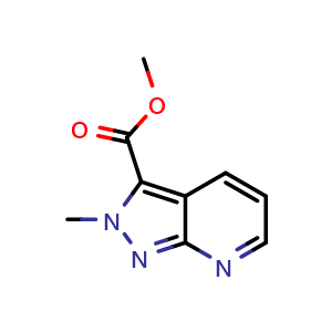 Chemical structure of Methyl 2-methyl-2H-pyrazolo[3,4-b]pyridine-3-carboxylate , CAS 2116039-71-3, AChemBlock Y233099