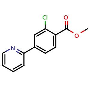 Chemical structure of Methyl 2-chloro-4-(pyridin-2-yl)benzoate , CAS 2226807-14-1, AChemBlock Y233114