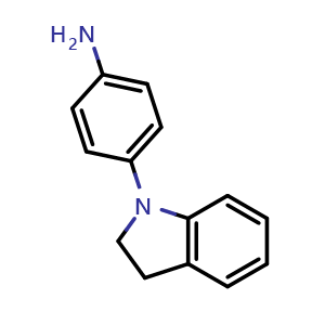 Chemical structure of 4-(Indolin-1-yl)aniline , CAS 224036-13-9, AChemBlock Y233118