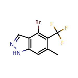 Chemical structure of 4-Bromo-6-methyl-5-(trifluoromethyl)-1H-indazole , CAS 2326524-89-2, AChemBlock Y233122
