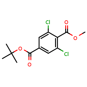 Chemical structure of 4-(tert-Butyl) 1-methyl 2,6-dichloroterephthalate , CAS 2759509-24-3, AChemBlock Y233151