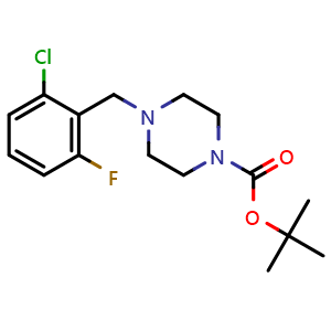 Chemical structure of tert-Butyl 4-(2-chloro-6-fluorobenzyl)piperazine-1-carboxylate , CAS 2774973-42-9, AChemBlock Y233153
