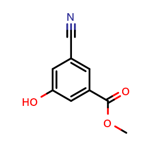 Chemical structure of Methyl 3-cyano-5-hydroxybenzoate , CAS 453565-76-9, AChemBlock Y233191