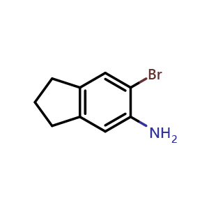 Chemical structure of 6-Bromo-2,3-dihydro-1H-inden-5-amine , CAS 53474-09-2, AChemBlock Y233206