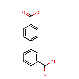 Chemical structure of 4'-(Methoxycarbonyl)-[1,1'-biphenyl]-3-carboxylic acid , CAS 579510-89-7, AChemBlock Y233219