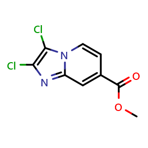 Chemical structure of Methyl 2,3-dichloroimidazo[1,2-a]pyridine-7-carboxylate , CAS 59938-30-6, AChemBlock Y233221