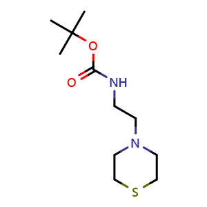 Chemical structure of tert-Butyl (2-thiomorpholinoethyl)carbamate , CAS 625106-54-9, AChemBlock Y233227