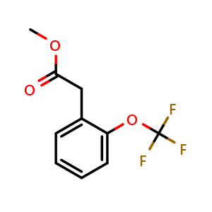Chemical structure of Methyl 2-(2-(trifluoromethoxy)phenyl)acetate , CAS 666235-35-4, AChemBlock Y233239