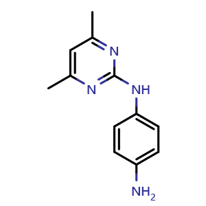 Chemical structure of 2-(N-p-aminophenyl)amino-4,6-dimethylpyrimidine , CAS 81261-93-0, AChemBlock Y233264