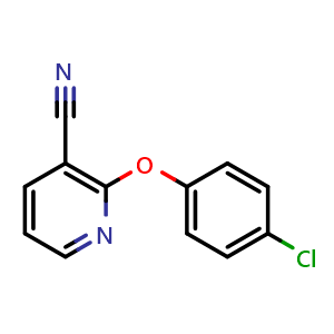 Chemical structure of 2-(4-Chlorophenoxy)nicotinonitrile , CAS 82524-00-3, AChemBlock Y233269
