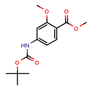 Chemical structure of Methyl 4-((tert-butoxycarbonyl)amino)-2-methoxybenzoate , CAS 883555-08-6, AChemBlock Y233290