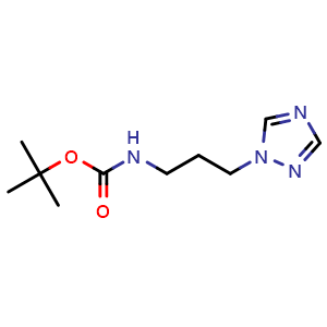 Chemical structure of tert-Butyl (3-(1H-1,2,4-triazol-1-yl)propyl)carbamate , CAS 947664-74-6, AChemBlock Y233314