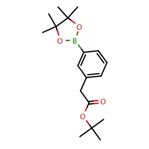 Chemical structure of tert-Butyl 2-(3-(4,4,5,5-tetramethyl-1,3,2-dioxaborolan-2-yl)phenyl)acetate , CAS 960305-33-3, AChemBlock Y233324