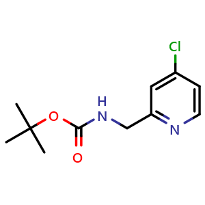 Chemical structure of tert-Butyl ((4-chloropyridin-2-yl)methyl)carbamate , CAS 96628-86-3, AChemBlock Y233326