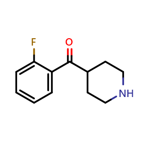 Chemical structure of (2-Fluorophenyl)(piperidin-4-yl)methanone , CAS 98294-54-3, AChemBlock Y233330