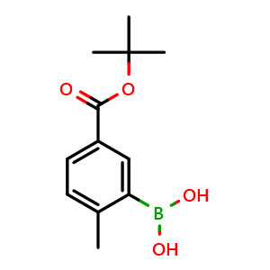 Chemical structure of (5-(Tert-butoxycarbonyl)-2-methylphenyl)boronic acid , AChemBlock Y233337