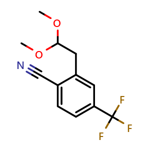Chemical structure of 2-(2,2-Dimethoxyethyl)-4-(trifluoromethyl)benzonitrile , AChemBlock Y233346