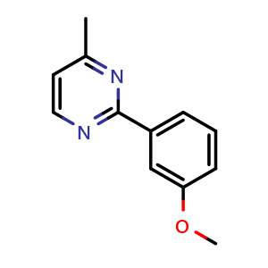 Chemical structure of 2-(3-Methoxyphenyl)-4-methylpyrimidine , AChemBlock Y233348