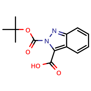 Chemical structure of 2-(tert-Butoxycarbonyl)-2H-indazole-3-carboxylic acid , AChemBlock Y233351