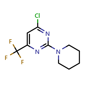 Chemical structure of 4-Chloro-2-(piperidin-1-yl)-6-(trifluoromethyl)pyrimidine , AChemBlock Y233365